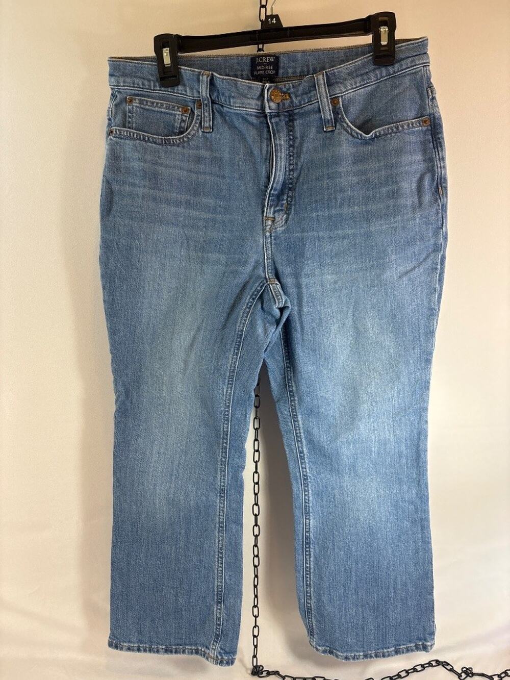 J.Crew Mid-Rise Flare Crop Jeans Light Wash Size 30P Petite Denim - Picture 1 of 5